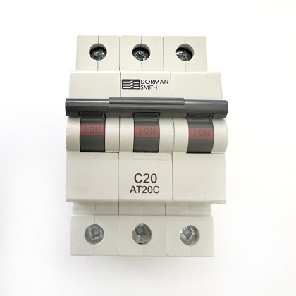 Dorman Smith AT20C Black Clip  C20 20A 20 Amp 3 Pole Phase MCB Circuit Breaker Type C